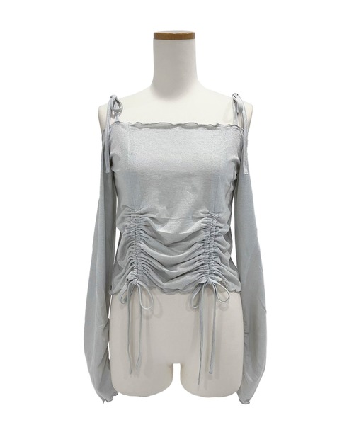 DearMyLoveRose（ディアマイラブローズ）の「ラメシアーオフショルカットトップス（Tシャツ/カットソー・レディース・ホワイト/ベビーピンク/ミント/ブルー/グレー/ブラック・MEDIUM/LARGE/LL/3L）」の21枚目の写真