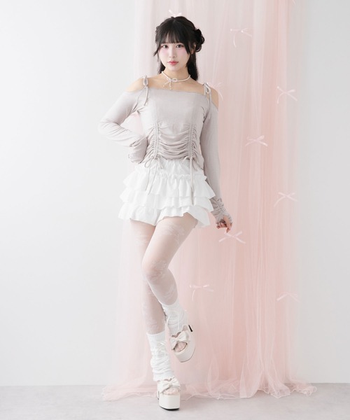 DearMyLoveRose（ディアマイラブローズ）の「ラメシアーオフショルカットトップス（Tシャツ/カットソー・レディース・ホワイト/ベビーピンク/ミント/ブルー/グレー/ブラック・MEDIUM/LARGE/LL/3L）」の16枚目の写真