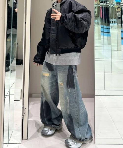 CANVAS+(キャンバスプラス)の「【CANVAS+】ペイントダメージバレルーズデニムパンツ(デニムパンツ・レディース・サックスブルー・L/M/S)」の3枚目の写真
