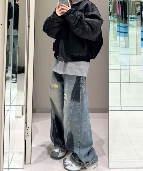 CANVAS+(キャンバスプラス)の「【CANVAS+】ペイントダメージバレルーズデニムパンツ(デニムパンツ・レディース・サックスブルー・L/M/S)」の2枚目の写真