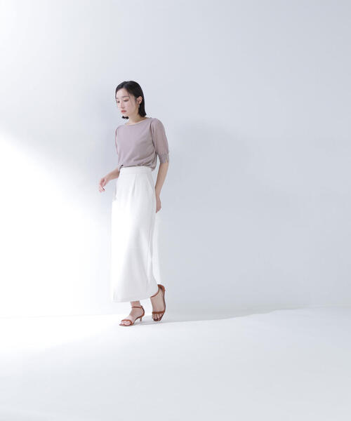 NATURAL BEAUTY BASIC（ナチュラルビューティーベーシック）の「◇シアーラメプリーツスリーブニット（ニット/セーター・レディース・ラベンダー/ベージュ/オフホワイト/チャコールグレー・FREE）」の21枚目の写真