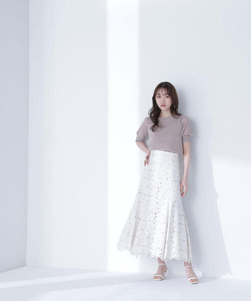 NATURAL BEAUTY BASIC（ナチュラルビューティーベーシック）の「◇シアーラメプリーツスリーブニット（ニット/セーター・レディース・ラベンダー/ベージュ/オフホワイト/チャコールグレー・FREE）」の20枚目の写真