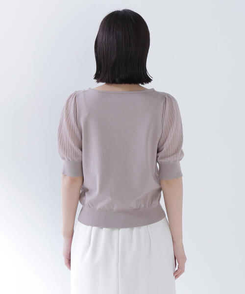 NATURAL BEAUTY BASIC（ナチュラルビューティーベーシック）の「◇シアーラメプリーツスリーブニット（ニット/セーター・レディース・ラベンダー/ベージュ/オフホワイト/チャコールグレー・FREE）」の17枚目の写真