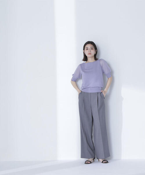 ニット セーター シアーラメプリーツスリーブニット レディース NATURAL BEAUTY BASIC ニット セーター シアーラメプリーツ