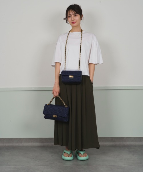 【Andrea Cardone】かごバッグ チェーン ショルダーバッグ ライフィア素材