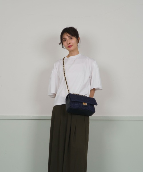 【Andrea Cardone】かごバッグ チェーン ショルダーバッグ ライフィア素材