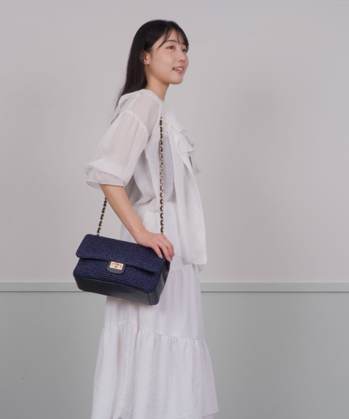 【Andrea Cardone】かごバッグ チェーン ショルダーバッグ ライフィア素材