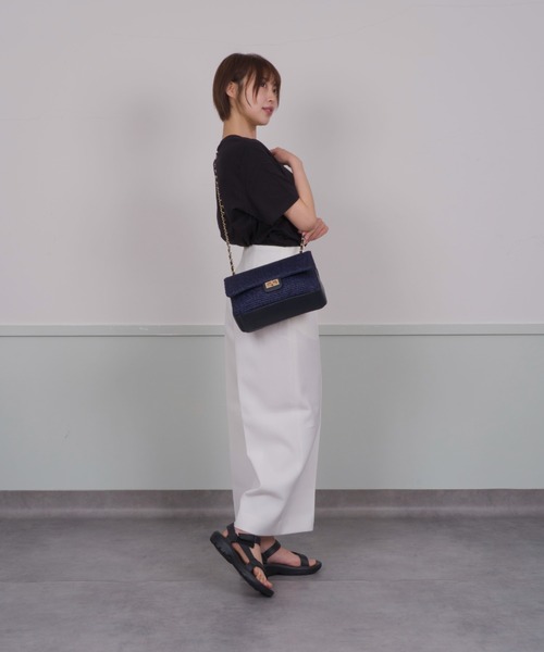 【Andrea Cardone】かごバッグ チェーン ショルダーバッグ ライフィア素材