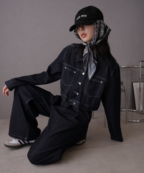 Ulysses（ユリシス）の「スカーフ付きデニムワイドパンツ（デニムパンツ・レディース・ネイビー・M/S）」の18枚目の写真