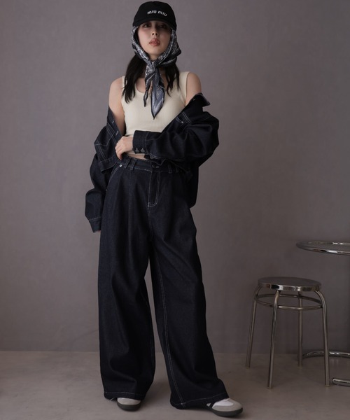 Ulysses（ユリシス）の「スカーフ付きデニムワイドパンツ（デニムパンツ・レディース・ネイビー・M/S）」の22枚目の写真