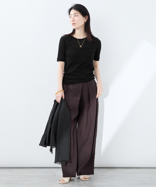 VERMEIL par iena(ヴェルメイユパーイエナ)の「sheer fraise cotton Tee(Tシャツ/カットソー・レディース・アイボリー/ブラウン/ブラック・FREE)」の11枚目の写真