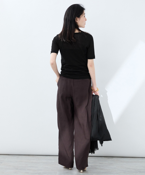 VERMEIL par iena(ヴェルメイユパーイエナ)の「sheer fraise cotton Tee(Tシャツ/カットソー・レディース・アイボリー/ブラウン/ブラック・FREE)」の12枚目の写真