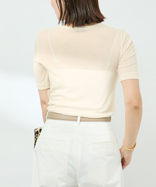 VERMEIL par iena(ヴェルメイユパーイエナ)の「sheer fraise cotton Tee(Tシャツ/カットソー・レディース・アイボリー/ブラウン/ブラック・FREE)」の19枚目の写真