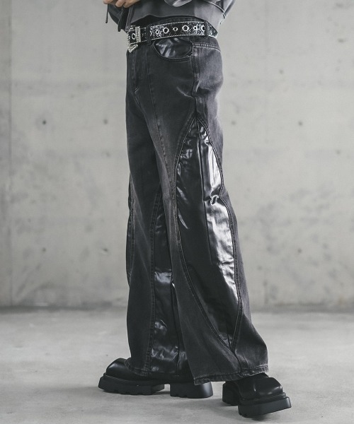 デニム・ジーパン IONSEOUL Loose Semi-Wide Long Denim Pants BBW40 DENIM WIDE PANTS HIGH(34 INDIGO): BOTTOMSjosemoon