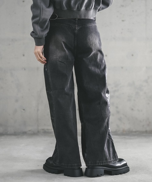 早期完売★ODOR★$ollar wide denim pants デニムパンツ/追跡O DENIM WIDE PANTS HIGH(34 INDIGO): BOTTOMSjosemoon