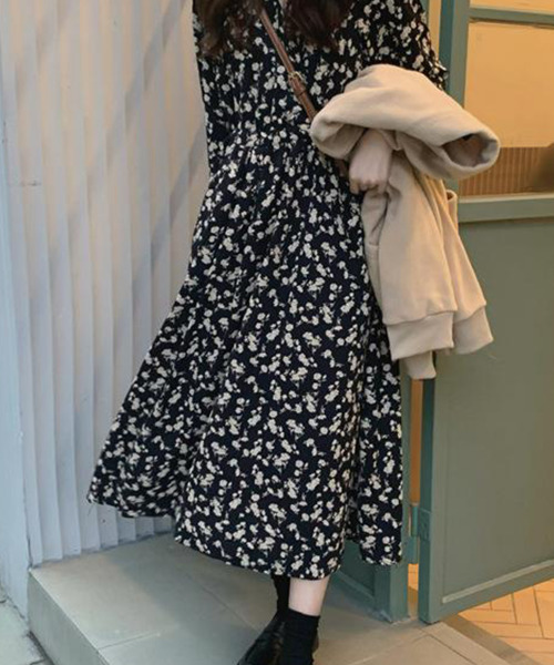 VIVID LADY(ビビッドレディー)の「花柄カシュクールロングワンピース 長袖(ワンピース・レディース・ブラック・FREE)」の11枚目の写真