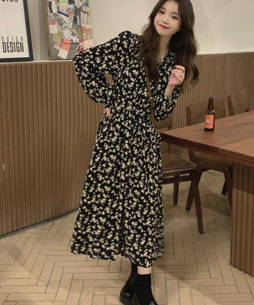 VIVID LADY(ビビッドレディー)の「花柄カシュクールロングワンピース 長袖(ワンピース・レディース・ブラック・FREE)」の15枚目の写真
