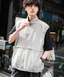 Rocky Monroe | ルーズシルエット 裏メッシュスタンドネック前開きナイロンベスト(ベスト)