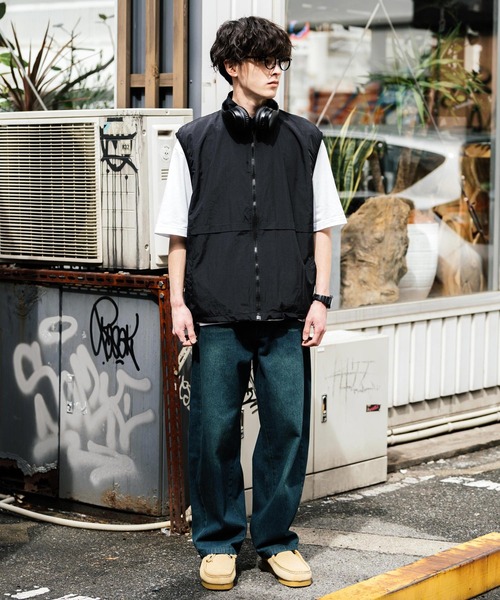 Rocky Monroe（ロッキーモンロー）の「ルーズシルエット 裏メッシュスタンドネック前開きナイロンベスト（ベスト・メンズ・チャコール/ブラック/ネイビー/グレー・M/L/XL）」の12枚目の写真