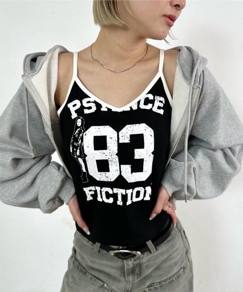 WHO'S WHO gallery（フーズフーギャラリー）の「エリオットVネックキャミソール（キャミソール・レディース・ブラック/ホワイト/チャコールグレー・FREE）」の3枚目の写真