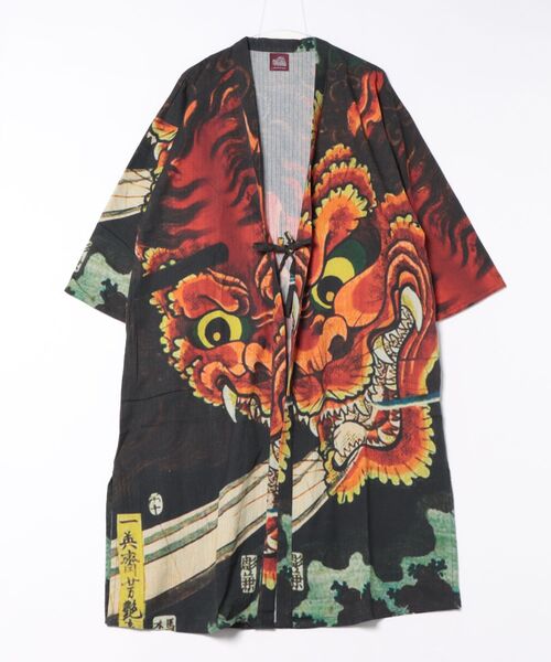 カヤ(カヤ)の「【カヤ】着る、NIPPON ART 倭の絵メンズUV羽織(カーディガン/ボレロ・メンズ・ブルー/ブラック/ライトブルー/ベージュ/ダークグレー/ネイビー/オレンジ/ブラウン/ダークネイビー/グリーン/ピンク/レッド/その他4/その他1/その他2/その他3/その他5・FREE)」の15枚目の写真