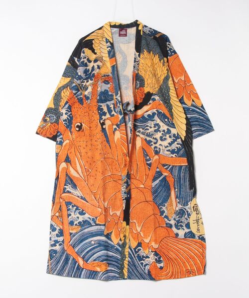 カヤ(カヤ)の「【カヤ】着る、NIPPON ART 倭の絵メンズUV羽織(カーディガン/ボレロ・メンズ・ブルー/ブラック/ライトブルー/ベージュ/ダークグレー/ネイビー/オレンジ/ブラウン/ダークネイビー/グリーン/ピンク/レッド/その他4/その他1/その他2/その他3/その他5・FREE)」の12枚目の写真