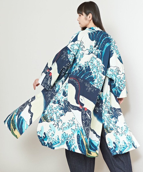 カヤ(カヤ)の「【カヤ】着る、NIPPON ART 倭の絵メンズUV羽織(カーディガン/ボレロ・メンズ・ブルー/ブラック/ライトブルー/ベージュ/ダークグレー/ネイビー/オレンジ/ブラウン/ダークネイビー/グリーン/ピンク/レッド/その他4/その他1/その他2/その他3/その他5・FREE)」の8枚目の写真