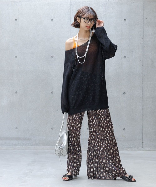 PAGEBOY（ページボーイ）の「リネンタッチシアーニットプルオーバー（ニット/セーター・レディース・ブラック/オフホワイト/オレンジ系その他3/ブラウン・FREE）」の12枚目の写真