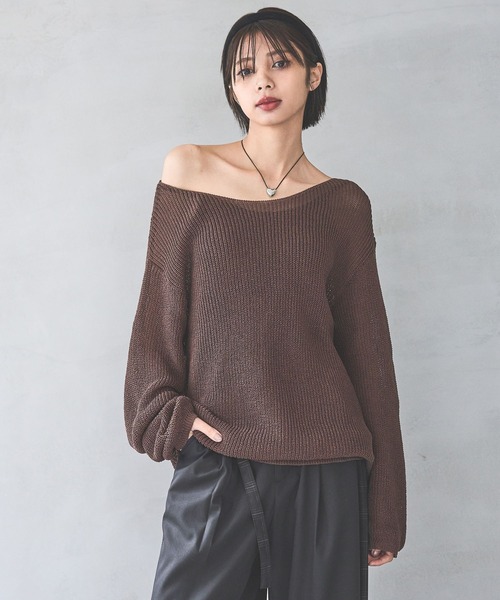 セール】リネンタッチシアーニットプルオーバー（ニット