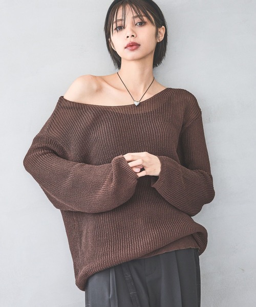 セール】リネンタッチシアーニットプルオーバー（ニット/セーター