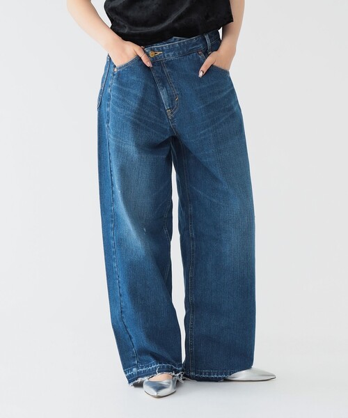 店内商品がすべてレジにて半額！！ 別注】Lee × maturely / デニム アシメ パンツ（デニムパンツ トップス