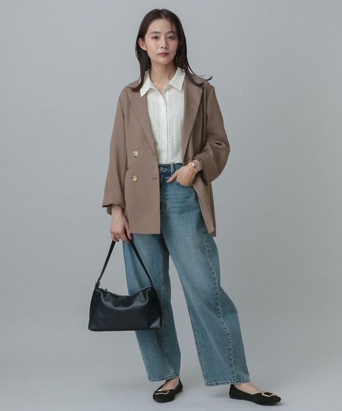 GLOBAL WORK(グローバルワーク)の「MATINEE LINE/ポコポコシャツ半袖/327916(シャツ/ブラウス・レディース・ブラック/アイボリー/セージグリーン・LONG/REGULAR)」の4枚目の写真