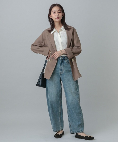 GLOBAL WORK(グローバルワーク)の「MATINEE LINE/ポコポコシャツ半袖/327916(シャツ/ブラウス・レディース・ブラック/アイボリー/セージグリーン・LONG/REGULAR)」の6枚目の写真