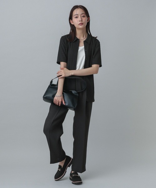 GLOBAL WORK(グローバルワーク)の「MATINEE LINE/ポコポコシャツ半袖/327916(シャツ/ブラウス・レディース・ブラック/アイボリー/セージグリーン・LONG/REGULAR)」の12枚目の写真