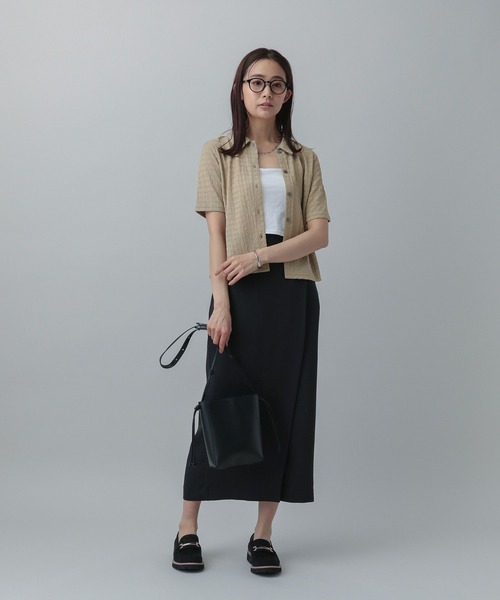 GLOBAL WORK(グローバルワーク)の「MATINEE LINE/ポコポコシャツ半袖/327916(シャツ/ブラウス・レディース・ブラック/アイボリー/セージグリーン・LONG/REGULAR)」の18枚目の写真