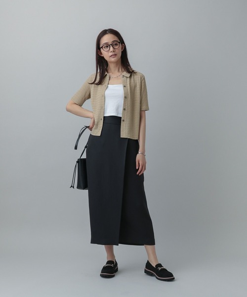 GLOBAL WORK(グローバルワーク)の「MATINEE LINE/ポコポコシャツ半袖/327916(シャツ/ブラウス・レディース・ブラック/アイボリー/セージグリーン・LONG/REGULAR)」の19枚目の写真
