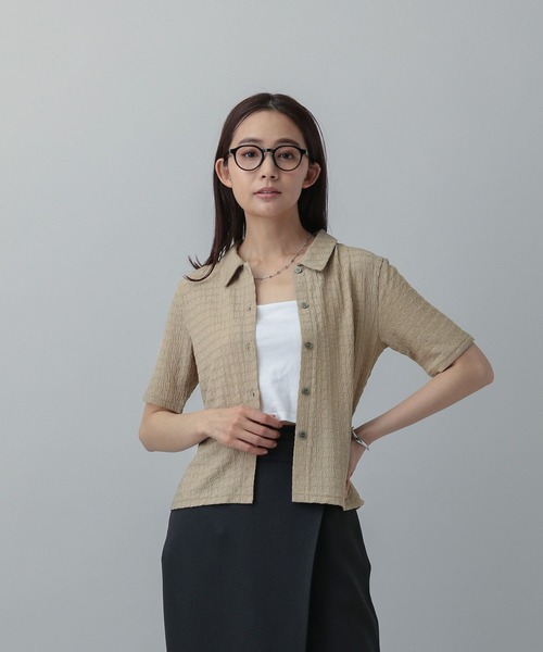 GLOBAL WORK(グローバルワーク)の「MATINEE LINE/ポコポコシャツ半袖/327916(シャツ/ブラウス・レディース・ブラック/アイボリー/セージグリーン・LONG/REGULAR)」の22枚目の写真