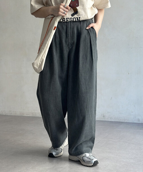 CPCM（シーピーシーエム）の「ピグメントリネン混トラウザーパンツ（その他パンツ・レディース・モカ/ネイビー/ブラック・MEDIUM/LARGE）」の5枚目の写真