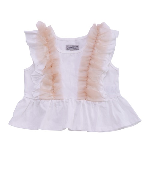 Ocean&Ground（オーシャン&グラウンド）の「ﾁｭｰﾙﾌﾘﾙﾉｰｽﾘｰﾌﾞﾄｯﾌﾟｽ（タンクトップ・キッズ・ホワイト/レッド系/ブラック・80/90/100/110/120/130/140/95）」の2枚目の写真