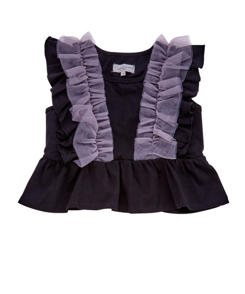 Ocean&Ground（オーシャン&グラウンド）の「ﾁｭｰﾙﾌﾘﾙﾉｰｽﾘｰﾌﾞﾄｯﾌﾟｽ（タンクトップ・キッズ・ホワイト/レッド系/ブラック・80/90/100/110/120/130/140/95）」の3枚目の写真