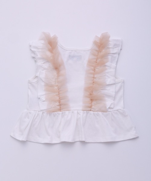 Ocean&Ground（オーシャン&グラウンド）の「ﾁｭｰﾙﾌﾘﾙﾉｰｽﾘｰﾌﾞﾄｯﾌﾟｽ（タンクトップ・キッズ・ホワイト/レッド系/ブラック・80/90/100/110/120/130/140/95）」の14枚目の写真