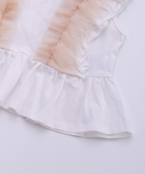 Ocean&Ground（オーシャン&グラウンド）の「ﾁｭｰﾙﾌﾘﾙﾉｰｽﾘｰﾌﾞﾄｯﾌﾟｽ（タンクトップ・キッズ・ホワイト/レッド系/ブラック・80/90/100/110/120/130/140/95）」の11枚目の写真