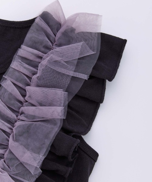 Ocean&Ground（オーシャン&グラウンド）の「ﾁｭｰﾙﾌﾘﾙﾉｰｽﾘｰﾌﾞﾄｯﾌﾟｽ（タンクトップ・キッズ・ホワイト/レッド系/ブラック・80/90/100/110/120/130/140/95）」の9枚目の写真