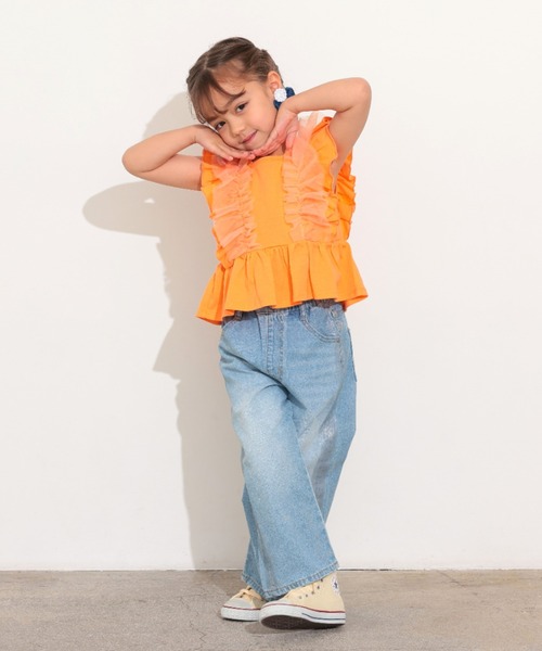 Ocean&Ground（オーシャン&グラウンド）の「ﾁｭｰﾙﾌﾘﾙﾉｰｽﾘｰﾌﾞﾄｯﾌﾟｽ（タンクトップ・キッズ・ホワイト/レッド系/ブラック・80/90/100/110/120/130/140/95）」の6枚目の写真