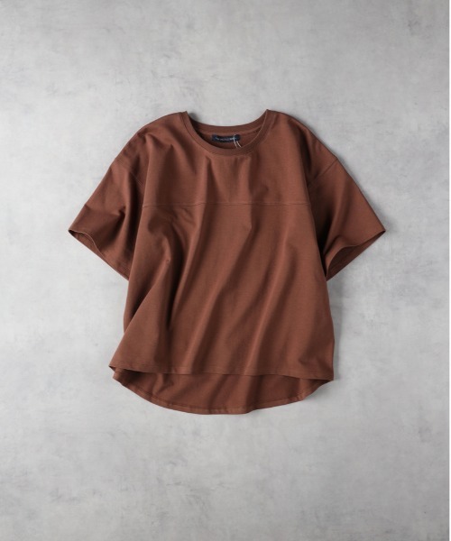 Right-on（ライトオン）の「HONEYSUCKLE ROSE(ハニーサックルローズ)【レディース】フロント切り替えワイドＴシャツ（Tシャツ/カットソー・レディース・ブラウン/ダークグレー/オフホワイト・M/L）」の3枚目の写真