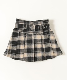 Check Pleats Skirt With Belt