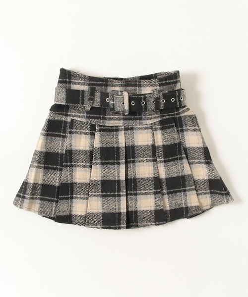 LA POMME petit(ラポミ・プチ)の「Check Pleats Skirt With Belt(スカート・レディース・レッド/ブラック・SMALL/LARGE/MEDIUM)」の1枚目の写真