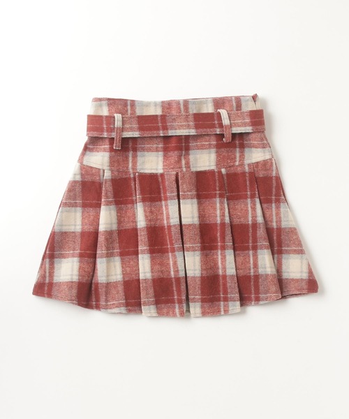 LA POMME petit(ラポミ・プチ)の「Check Pleats Skirt With Belt(スカート・レディース・レッド/ブラック・SMALL/LARGE/MEDIUM)」の3枚目の写真