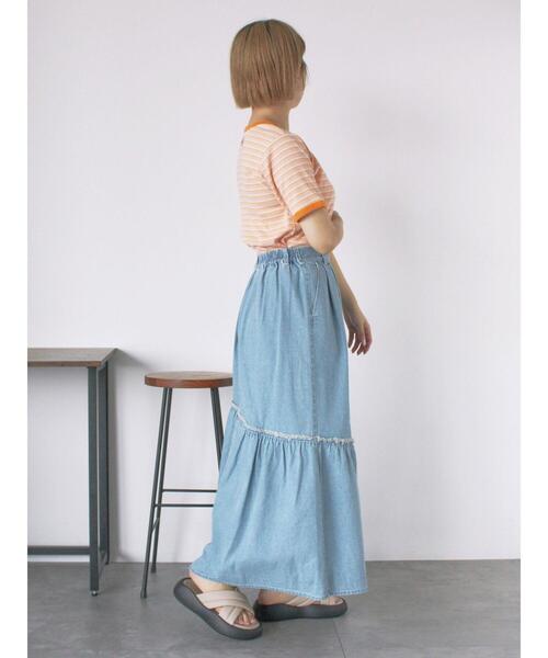 ehka sopo(エヘカソポ)の「【SWIMMER】ボーダーTシャツ(Tシャツ/カットソー・レディース・グリーン/ピンク/ネイビー・F)」の9枚目の写真