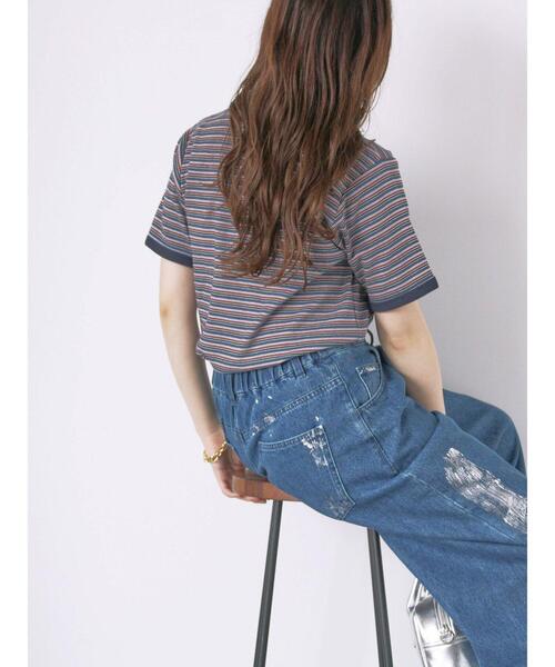 ehka sopo(エヘカソポ)の「【SWIMMER】ボーダーTシャツ(Tシャツ/カットソー・レディース・グリーン/ピンク/ネイビー・F)」の14枚目の写真